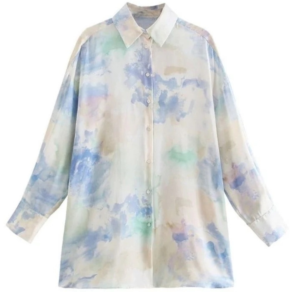 Zara Satin Multicolor Pastel Shirt